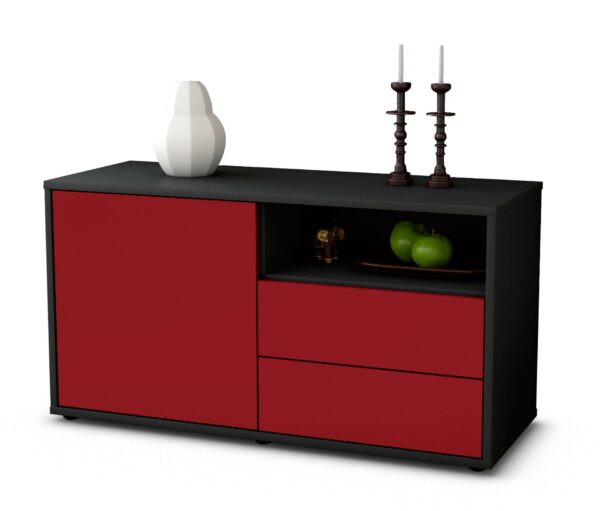 Lowboard Alessia | Korpus Anthrazit | Front in Bordeaux | 92x49x35cm (BxHxT)