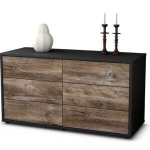Lowboard Alfonsa | Korpus Anthrazit | Front in Treibholz Holz Optik | 92x49x35cm (BxHxT)