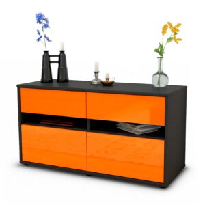 Lowboard Alice | Korpus Anthrazit | Front in Hochglanz Orange | 92x49x35cm (BxHxT)