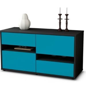 Lowboard Alina | Korpus Anthrazit | Front in Türkis | 92x49x35cm (BxHxT)