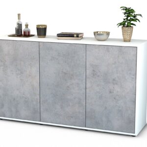 Sideboard Delia | Korpus Weiß | Front in Beton Optik | 136x79x35cm (BxHxT)