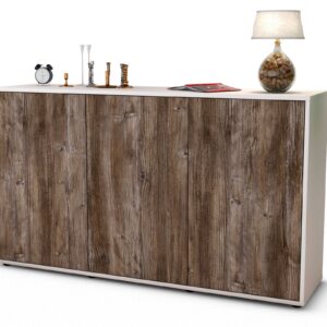 Sideboard Delia | Korpus Weiß | Front in Treibholz Holz Optik | 136x79x35cm (BxHxT)