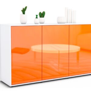 Sideboard Delia | Korpus Weiß | Front in Hochglanz Orange | 136x79x35cm (BxHxT)
