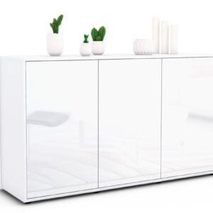 Sideboard Delia | Korpus Weiß | Front in Hochglanz Weiß | 136x79x35cm (BxHxT)