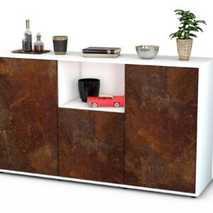 Sideboard Demetria | Korpus Weiß | Front in Rost Optik | 136x79x35cm (BxHxT)