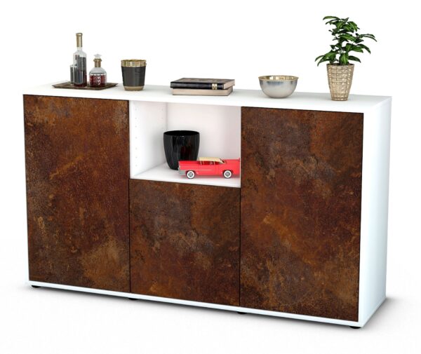 Sideboard Demetria | Korpus Weiß | Front in Rost Optik | 136x79x35cm (BxHxT)