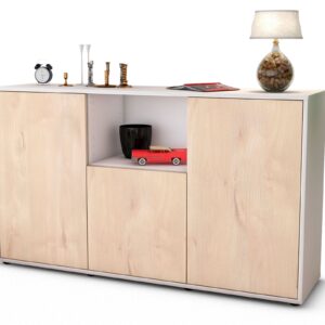 Sideboard Demetria | Korpus Weiß | Front in Zeder Holz Optik | 136x79x35cm (BxHxT)