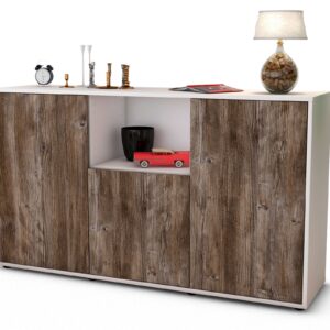 Sideboard Demetria | Korpus Weiß | Front in Treibholz Holz Optik | 136x79x35cm (BxHxT)