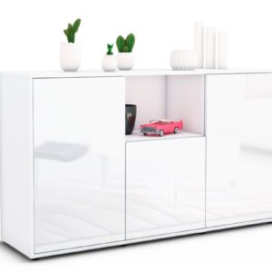 Sideboard Demetria | Korpus Weiß | Front in Hochglanz Weiß | 136x79x35cm (BxHxT)