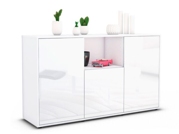 Sideboard Demetria | Korpus Weiß | Front in Hochglanz Weiß | 136x79x35cm (BxHxT)