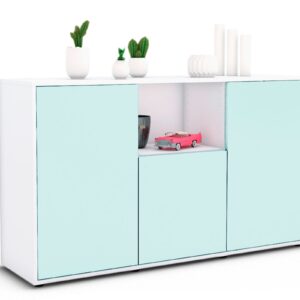 Sideboard Demetria | Korpus Weiß | Front in Mint | 136x79x35cm (BxHxT)