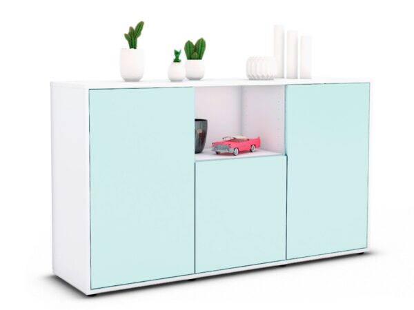 Sideboard Demetria | Korpus Weiß | Front in Mint | 136x79x35cm (BxHxT)