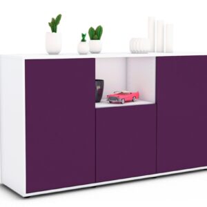 Sideboard Demetria | Korpus Weiß | Front in Lila | 136x79x35cm (BxHxT)