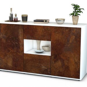 Sideboard Denise | Korpus Weiß | Front in Rost Optik | 136x79x35cm (BxHxT)