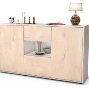 Sideboard Denise | Korpus Weiß | Front in Zeder Holz Optik | 136x79x35cm (BxHxT)