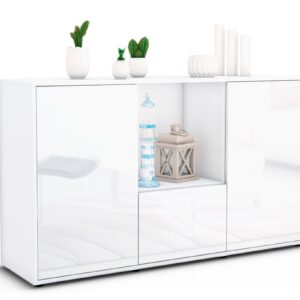Sideboard Dhonna | Korpus Weiß | Front in Hochglanz Weiß | 136x79x35cm (BxHxT)