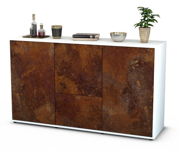 Sideboard Diana | Korpus Weiß | Front in Rost Optik | 136x79x35cm (BxHxT)