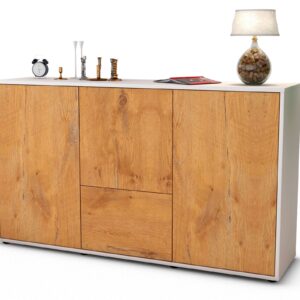 Sideboard Diana | Korpus Weiß | Front in Eiche Holz Optik | 136x79x35cm (BxHxT)