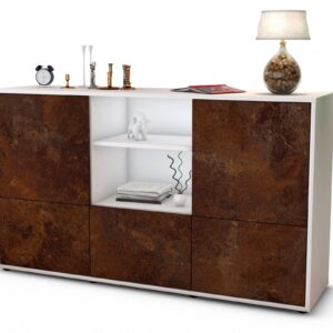Sideboard Diellza | Korpus Weiß | Front in Rost Optik | 136x79x35cm (BxHxT)