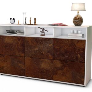 Sideboard Dilara | Korpus Weiß | Front in Rost Optik | 136x79x35cm (BxHxT)