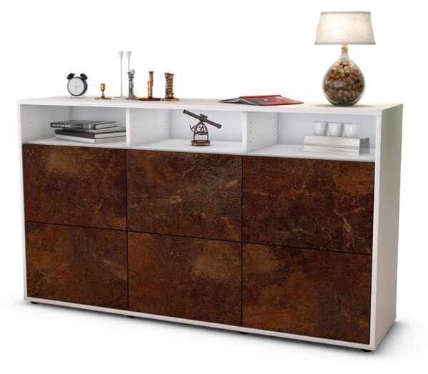 Sideboard Dilara | Korpus Weiß | Front in Rost Optik | 136x79x35cm (BxHxT)
