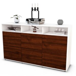 Sideboard Dilara | Korpus Weiß | Front in Walnuss Holz Optik | 136x79x35cm (BxHxT)