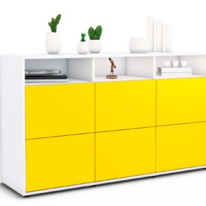 Sideboard Dilara | Korpus Weiß | Front in Gelb | 136x79x35cm (BxHxT)