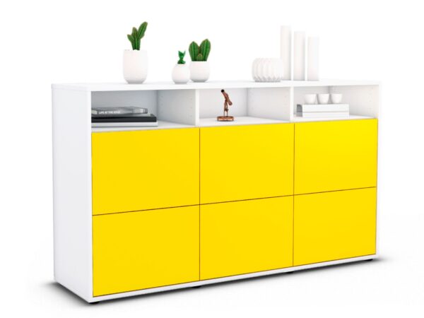 Sideboard Dilara | Korpus Weiß | Front in Gelb | 136x79x35cm (BxHxT)