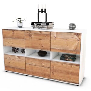Sideboard Diletta | Korpus Weiß | Front in Pinie Holz Optik | 136x79x35cm (BxHxT)