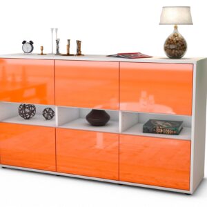 Sideboard Diletta | Korpus Weiß | Front in Hochglanz Orange | 136x79x35cm (BxHxT)