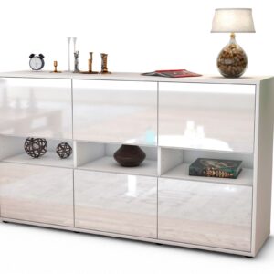 Sideboard Diletta | Korpus Weiß | Front in Hochglanz Weiß | 136x79x35cm (BxHxT)