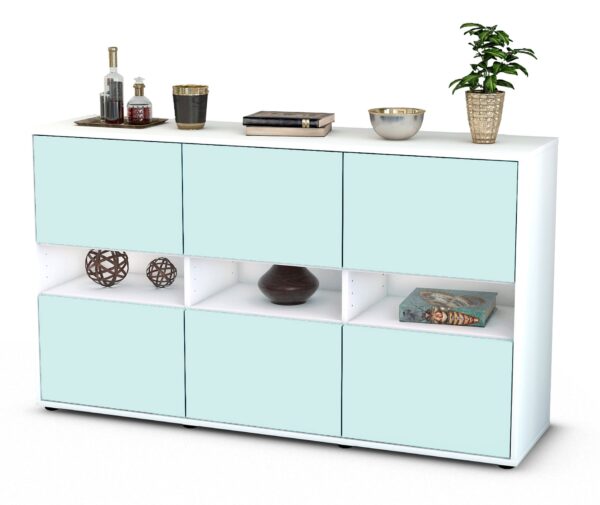 Sideboard Diletta | Korpus Weiß | Front in Mint | 136x79x35cm (BxHxT)
