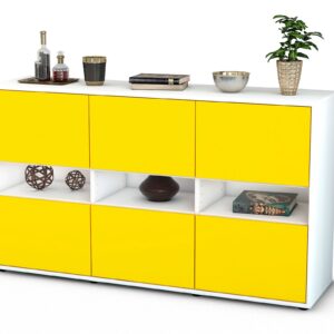 Sideboard Diletta | Korpus Weiß | Front in Gelb | 136x79x35cm (BxHxT)