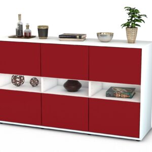 Sideboard Diletta | Korpus Weiß | Front in Bordeaux | 136x79x35cm (BxHxT)