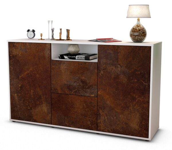 Sideboard Dimphi | Korpus Weiß | Front in Rost Optik | 136x79x35cm (BxHxT)