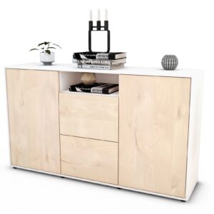 Sideboard Dimphi | Korpus Weiß | Front in Zeder Holz Optik | 136x79x35cm (BxHxT)