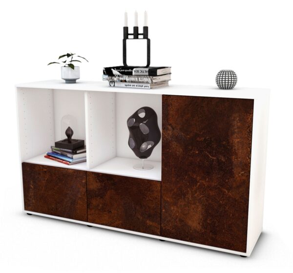 Sideboard Dolcia | Korpus Weiß | Front in Rost Optik | 136x79x35cm (BxHxT)