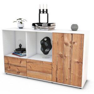Sideboard Dolcia | Korpus Weiß | Front in Pinie Holz Optik | 136x79x35cm (BxHxT)