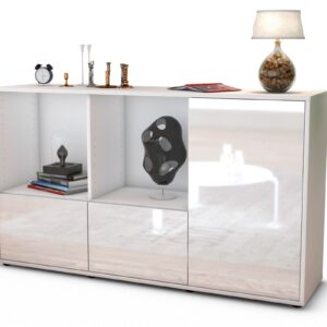 Sideboard Dolcia | Korpus Weiß | Front in Hochglanz Weiß | 136x79x35cm (BxHxT)