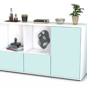 Sideboard Dolcia | Korpus Weiß | Front in Mint | 136x79x35cm (BxHxT)
