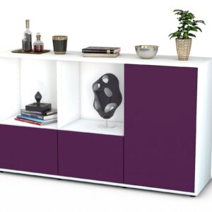 Sideboard Dolcia | Korpus Weiß | Front in Lila | 136x79x35cm (BxHxT)