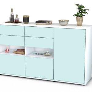 Sideboard Domi | Korpus Weiß | Front in Mint | 136x79x35cm (BxHxT)