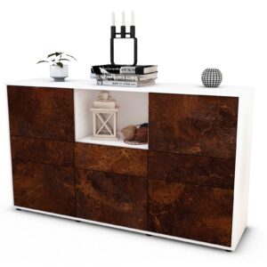 Sideboard Dominika | Korpus Weiß | Front in Rost Optik | 136x79x35cm (BxHxT)