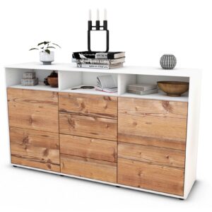 Sideboard Donabella | Korpus Weiß | Front in Pinie Holz Optik | 136x79x35cm (BxHxT)