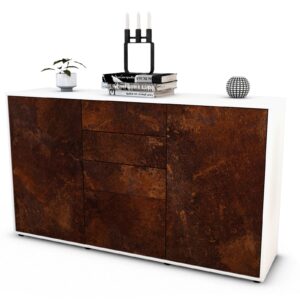 Sideboard Donatella | Korpus Weiß | Front in Rost Optik | 136x79x35cm (BxHxT)