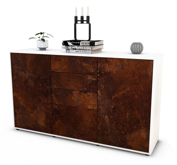 Sideboard Donatella | Korpus Weiß | Front in Rost Optik | 136x79x35cm (BxHxT)