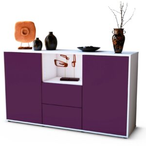 Sideboard Donika | Korpus Weiß | Front in Lila | 136x79x35cm (BxHxT)