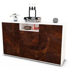 Sideboard Donnice | Korpus Weiß | Front in Rost Optik | 136x79x35cm (BxHxT)