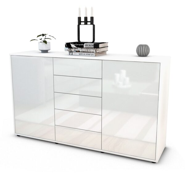 Sideboard Dorelly | Korpus Weiß | Front in Hochglanz Weiß | 136x79x35cm (BxHxT)