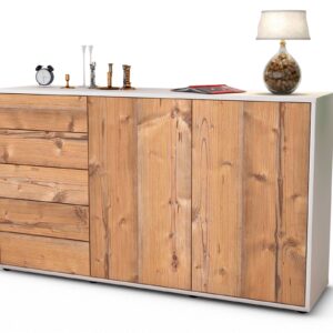 Sideboard Dorentina | Korpus Weiß | Front in Pinie Holz Optik | 136x79x35cm (BxHxT)